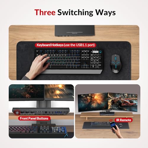 Image of AV Access KVM Switch Docking Station for a Laptop and 2 Desktop PCs Dual 4K | Type-C 65W Charging for Laptop, Ethernet, EDID, Hotkey Switch, HDMI, 4K@60Hz, 1080P@240Hz, USB 3.0