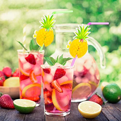 image for Hysagtek 50 Pcs Pineapple Drinking Straws Bendable Cocktail Straws Pin