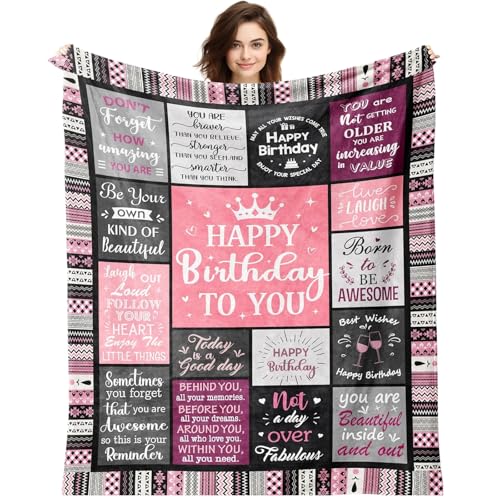 Birthday gift for Women Gifts Blanket for Her Birthday 130x150cm Happy Birthday Gifts for Her Unique Gifts Ideas for Her Friend Mom Sister Grandma and Wife