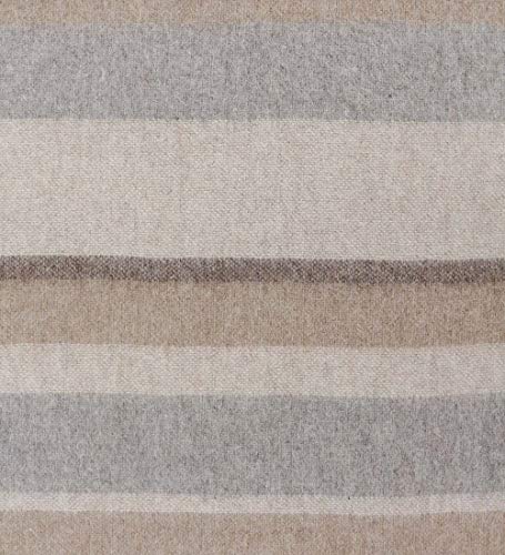 Alpaca Merino Wool Blanket Throw Warm And Soft Multicolor Striped Design Peru (Sand/Soft Camel/Soft Gray) #TOP3