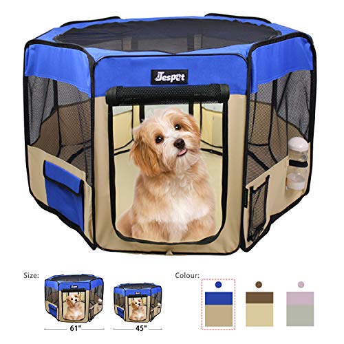 JESPET 61" Pet Dog Playpens, Portable Soft Dog Exercise Pen Kennel with Carry