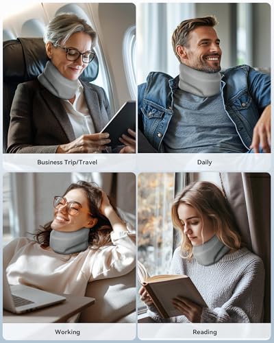 Image of Heated Neck Brace Cervical Collar - Neck Support Brace with Heating Pad, Soft Foam Wraps Keep Vertebrae Stable and Aligned for Relief of Cervical Spine Pressure for Women & Men Gray (M Size)