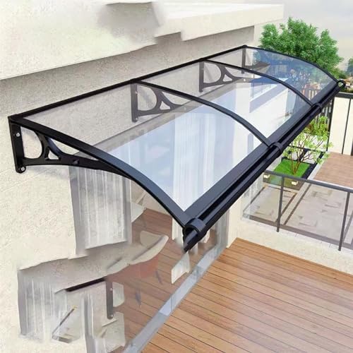Moderno toldo de aluminio para puerta con policarbonato transparente para entrada al aire libre, resistente a la intemperie, refugio para puerta delantera, diseño elegante para entrada del hogar