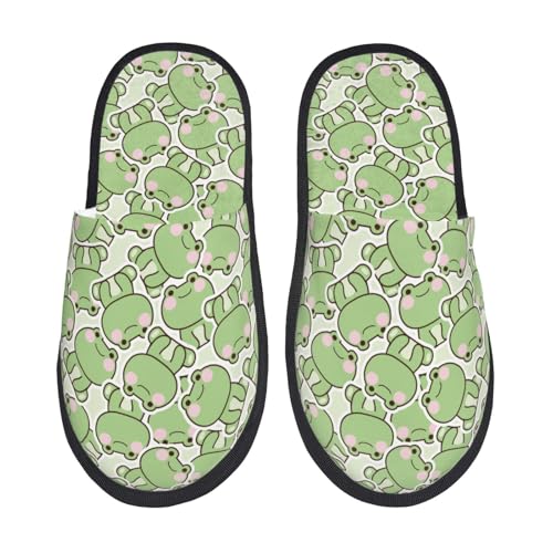 Cute Frog Print House Slippers For Women And Men,Soft Slippers With Memory Foam,Non-Slip Indoor Home Shoes