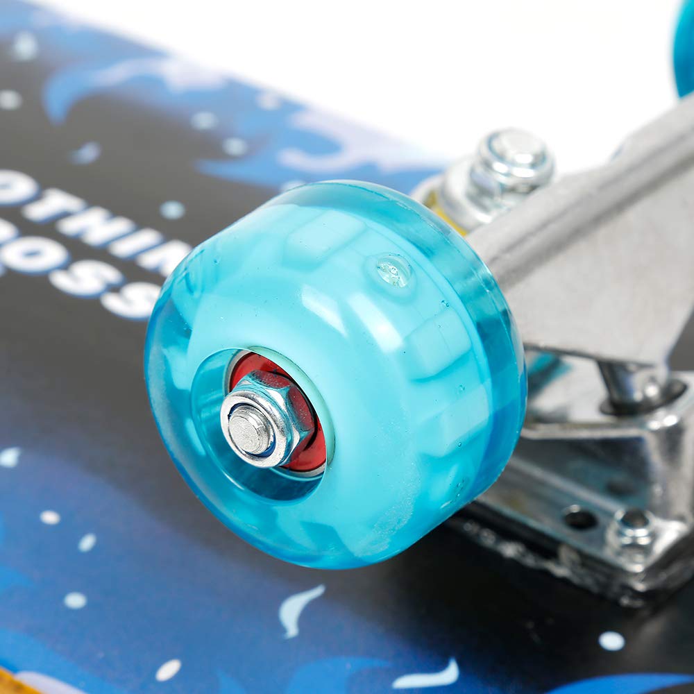 Skateboard completo a 7 strati di acero canadese Double Kick | Cuscinetti a sfera ABEC-7, superficie antiscivolo, ruote in poliuretano 85A da 50 mm, per bambini e adulti
