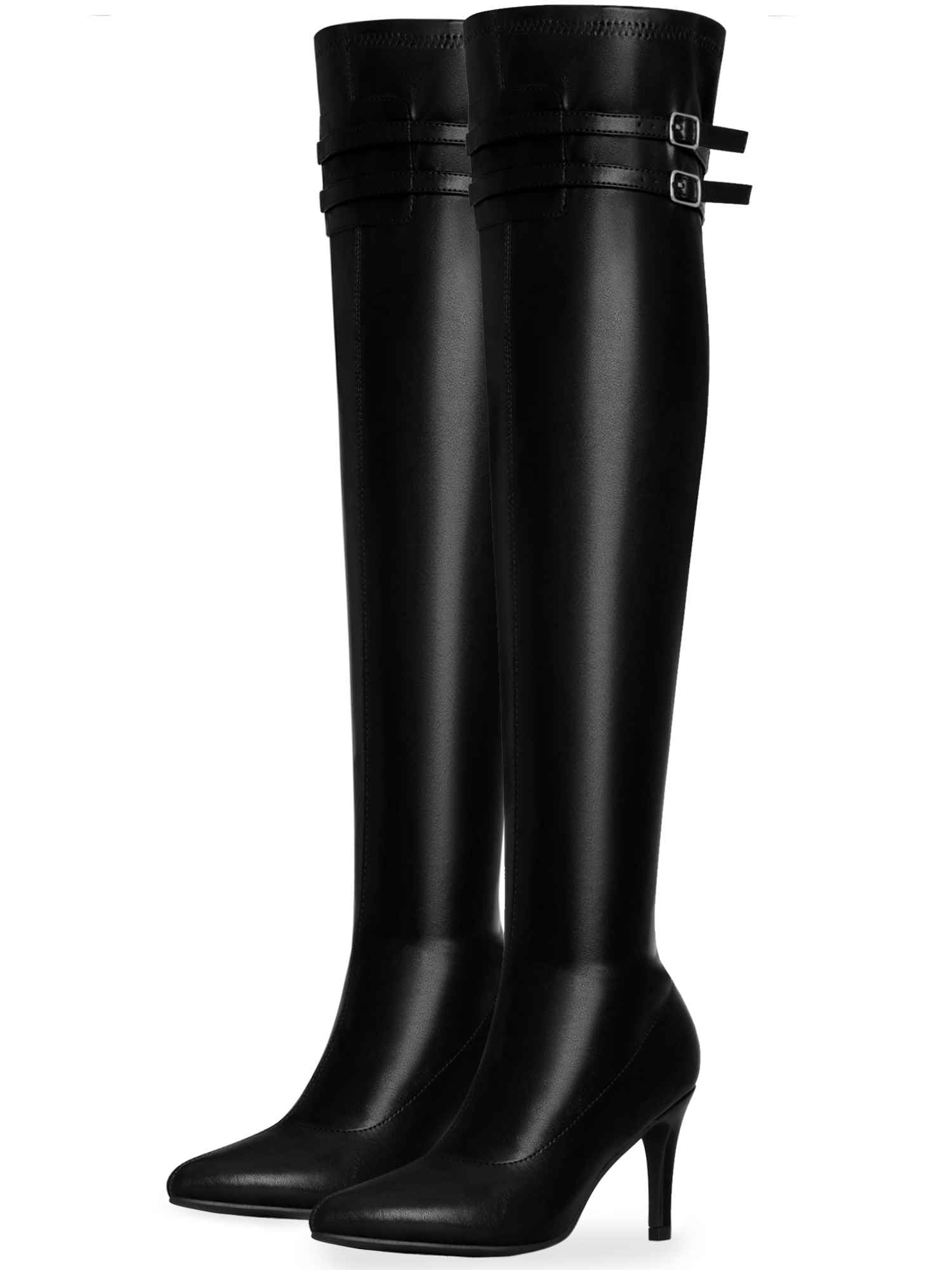 Perphy Pointed Toe Over the Knee High Zipper Stiletto High Heel Boots for Women