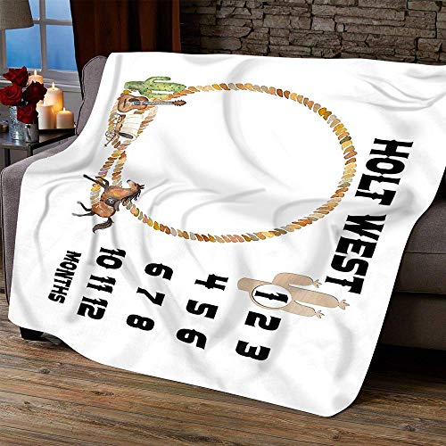 Personalized Blanket- Western Baby Milestone Blanket, Western Baby Blanket, Baby Boy Milestone Blanket, Personalized Desert Western Blanket, Cactus Horse Blanket