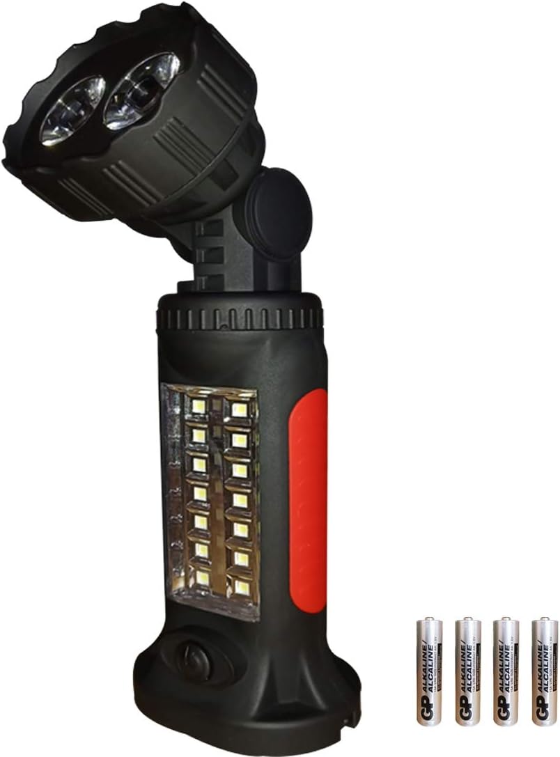 LED COB Work Light Emergency Flashlight and Camping Lantern with Base Magnetic Hanging Hook, LED Magnetic Flashlight for Car Repairing (Black1)