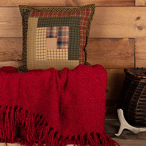 Vhc Brands 56790 Tea Cabin Rustic 12 Inchx12 Inch Patchwork Pillow Green Thanksgiving Cotton Square Bedroom Decor thumb #1