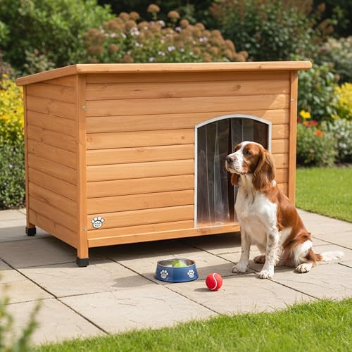 Dog Kennel Insulated Large Size 113.5cm Wide by Cozy Pet, 4 Sizes Removable Insulated Floor, Dog House, Kennels, Houses, Anti-Chew Door Surround Dog Run DK01L