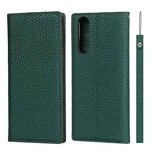 Sony Xperia 5 II SO-52A ケース手帳型 Xperia5 II SOG02 携帯カバー エクスペリア5 II ケース Pelanty 牛革製品 本革レザー 財布型カバー カード収納 スタンド機能 内蔵マグネット 手作り柔らかい スマホケース ストラップ付 ヘッドフォンケーブル 耐衝撃 グリーン