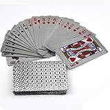 EAY Playing Cards Waterproof Plastic Playing Cards Poker Cards Luxury Sliver Foil Diamond Color Standard Size 52+2 Poker (Sliver) …