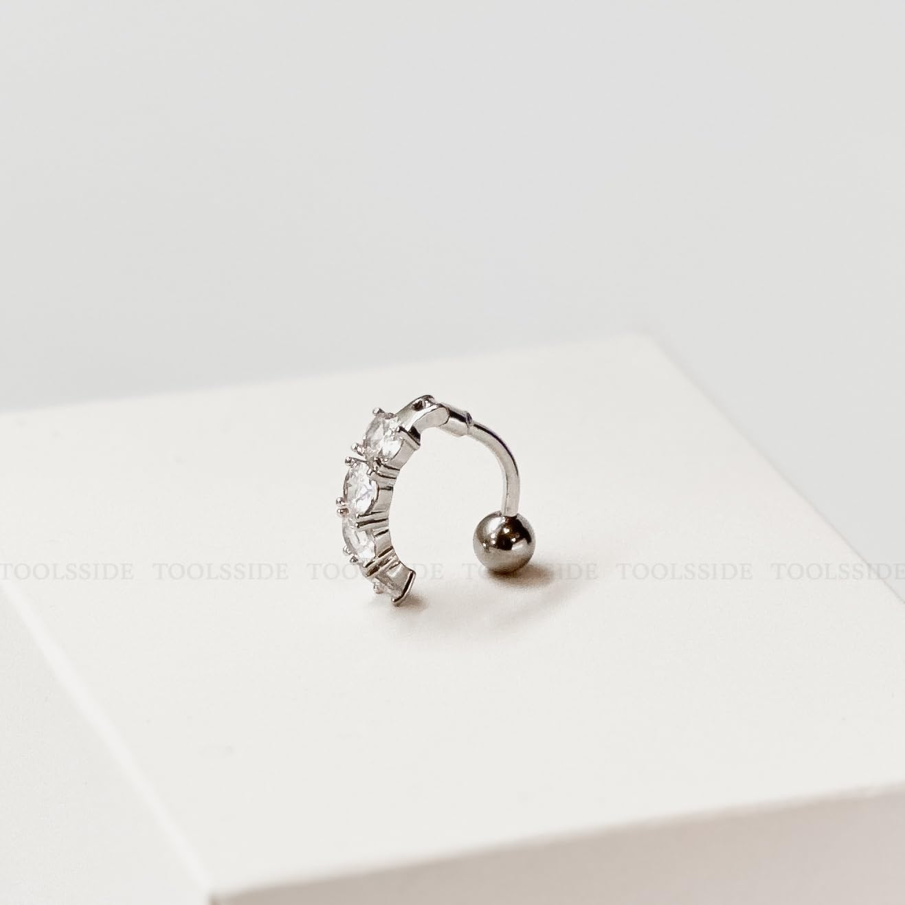 TOOLSSIDE VCH Piercing Jewelry with 4 Clear Zirconium Stones Stainless Steel Belly Button Ring Navel Piercing Jewelry Belly Rings for Women 14G Belly Button Piercing - Image 3