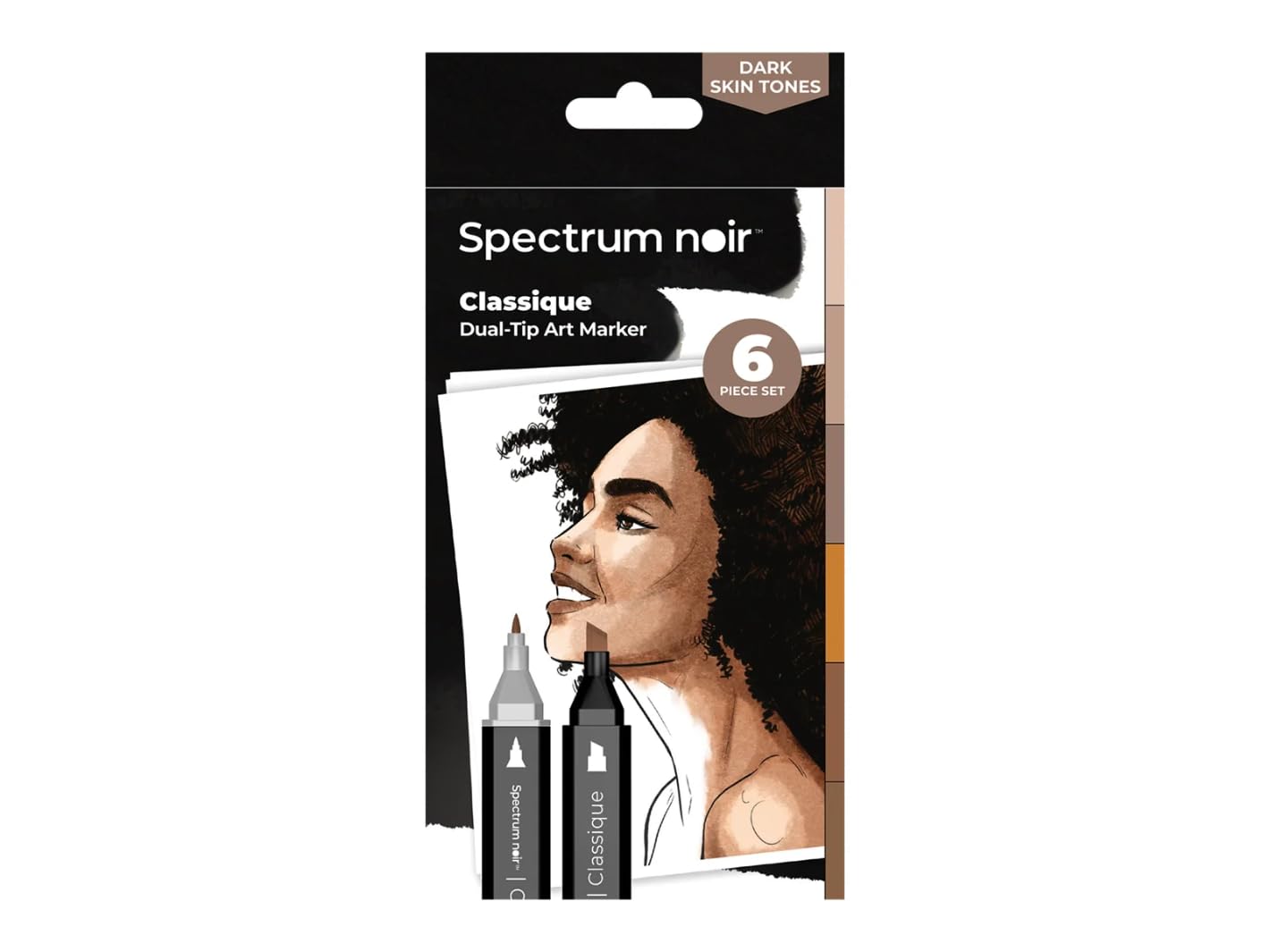 Spectrum Noir Classique Blend Twin Tip Blendable Alcohol Based Marker Set - Pack of 6 - Dark Skintones