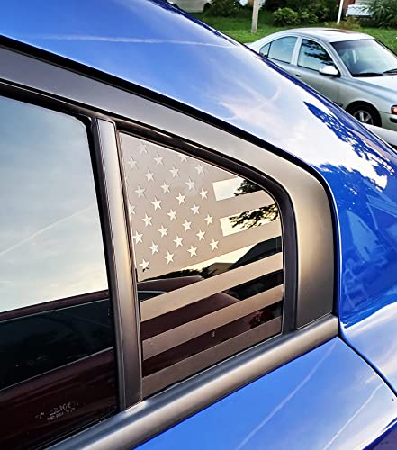 Image of for Dodge Charger 2011-2022, Rear Side Window American Flag Decals, 2pcs Matte Black USA Flag Decal for Truck Back Window, Waterproof Vinyl, Durable and Easy Remove Truck Decal