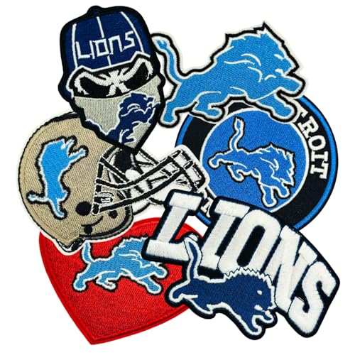 6 Pcs Cool Rugby Embroidery Patches Football Sports Fans Embroidered Badges Team Logo Patch for Sew On/Iron On Fabric Stickers Applique for Clothes Backpacks Hat Jeans Sportswear Blue Lions
