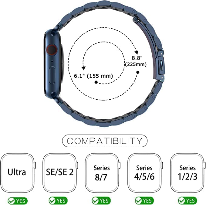 Stainless Steel Metal Chain Watch Band Compatible with Apple