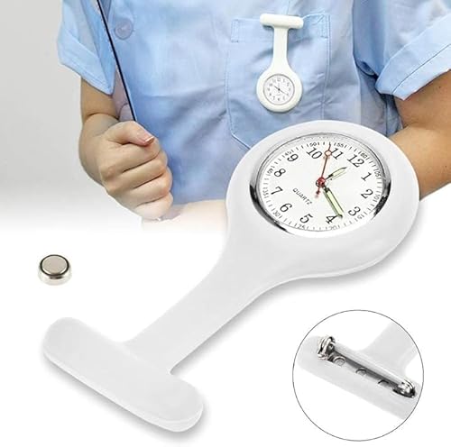 5 Pcs Nurses Watch, Clip on Silicone Nurse Watches, with Security Pin, Portable Watch with Glow Pointer, High Precision Quartz Movement, Easy to Read, for Nurses and Other Medical Professionals