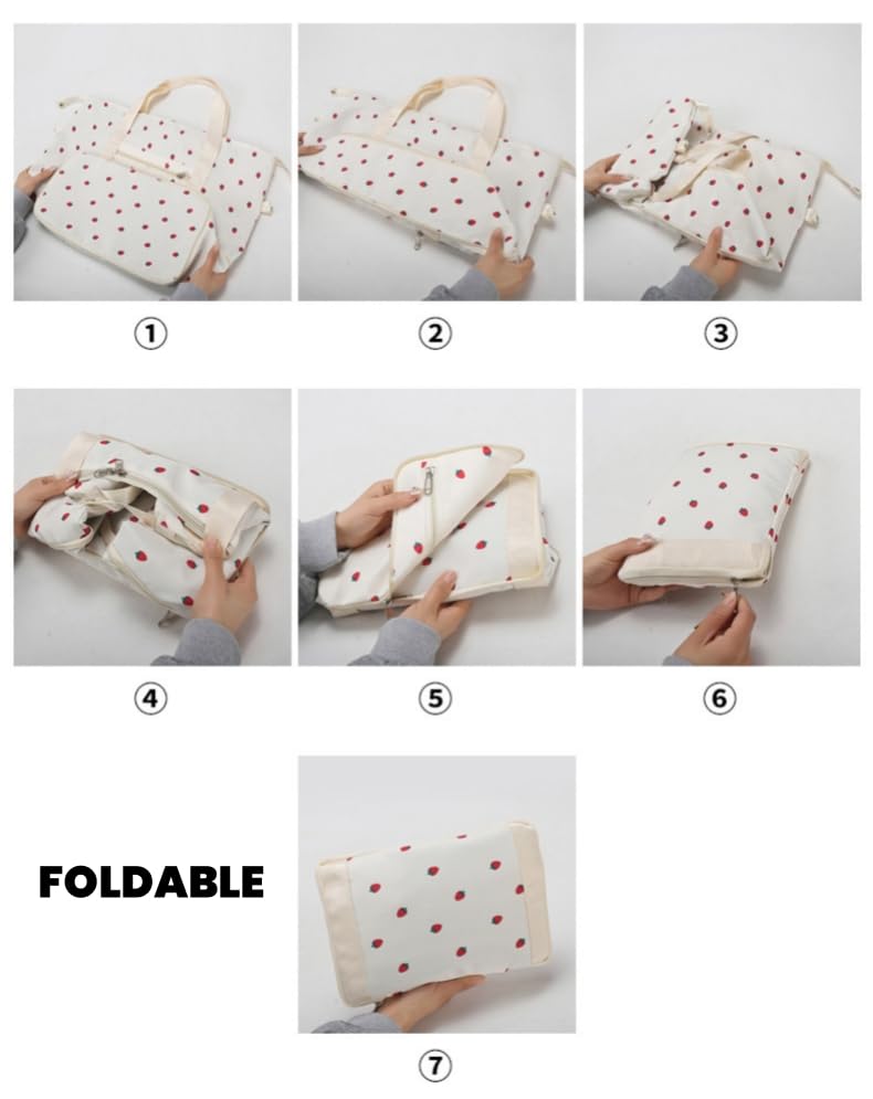 Strawberry Expandable Duffle Bags Foldable Overnight Bags Cute Gym Dance Bag Coquette Weekender Carry On Tote4