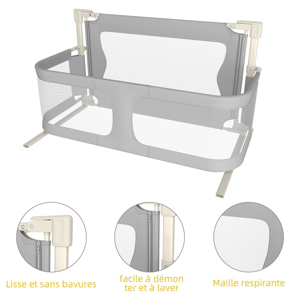OHMG 3 en 1 Berceau Cododo pour Bébé, Berceau bébé evolutif, Hauteur Réglable, lit Pliant bébé, Lit Cododo de Bébé avec Moustiquaire, fenêtre en Maille Respirante et Visible, pour 1 à 36 Mois
