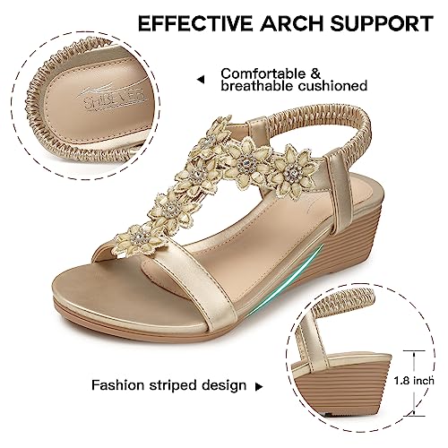Image of SHIBEVER Wedge Sandals for Women Dressy: Summer Platform Comfortable Low Wedges Womens Sandal