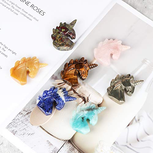Artistone 2 Inch Rose Quartz Crystal Unicorn Stone Statue Ornament Hand-Carved Healing Crystal Gem Unicorn Figurine Aura Animal Horse Sculpture Desk Decoration Gift Box thumb #4
