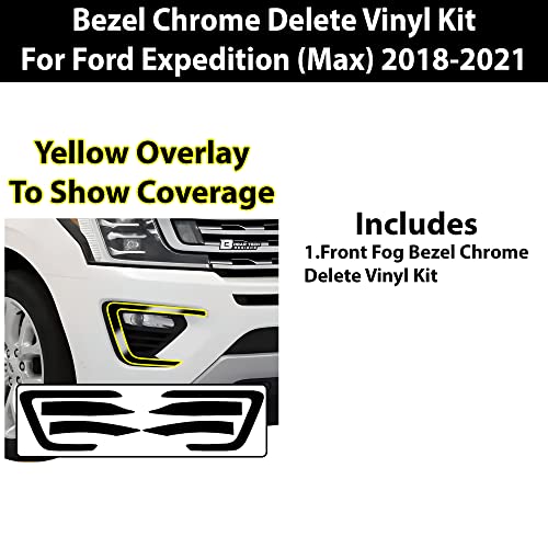 Image of BOGAR TECH DESIGNS for Ford Expedition 2018-2021 Front Chrome Delete - Precut Vinyl Overlay Kit, Gloss Black Blackout Trim