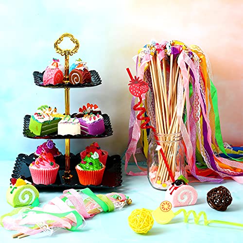 40 Pieces Ribbon Wands Wedding Streamers With Bells, Lace Fairy Stick Wand Party Ribbon Streamers Chromatic Silk Streamers For Party, Birthday And Holiday #TOP6