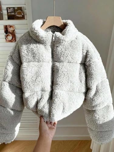 Image of KOTTY Women's Coral Fabric Winter Grey Jacket - Ultra-Soft Warm Wear with Plush Texture and Premium Comfort Fit