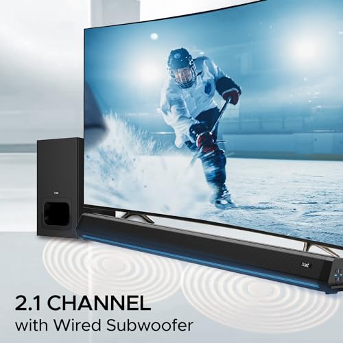 Image of Boat Aavante Bar 2700 Bluetooth Soundbar with 300W RMS, 2.1CH with Wired Subwoofer, Boat Signature Sound, Multi-Compatibility, EQ Modes, Bluetooth v5.3(Midnight Black)