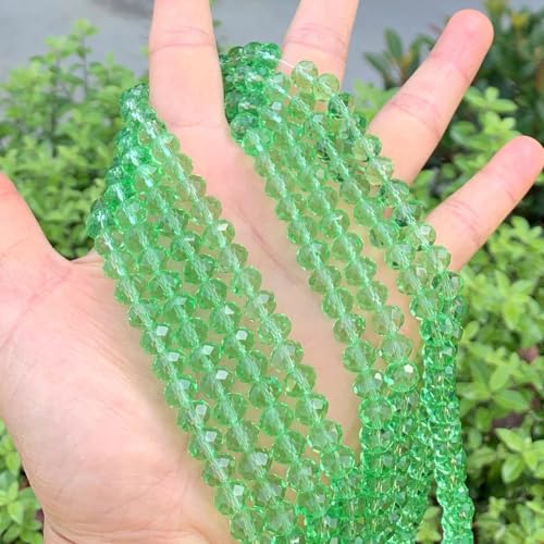 Image of 700pcs Czech Faceted Rondelle Crystal Glass Beads 8mm Bulk Peridot Green