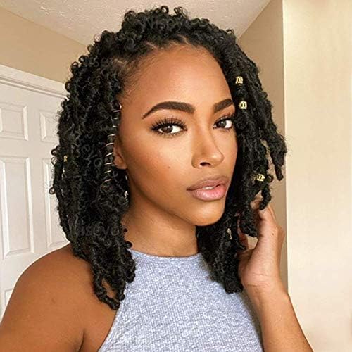 Niseyo 6 Packs Butterfly Locs Crochet Hair 12 Inch Pre Looped Distressed Locs Crochet Braids (1B)
