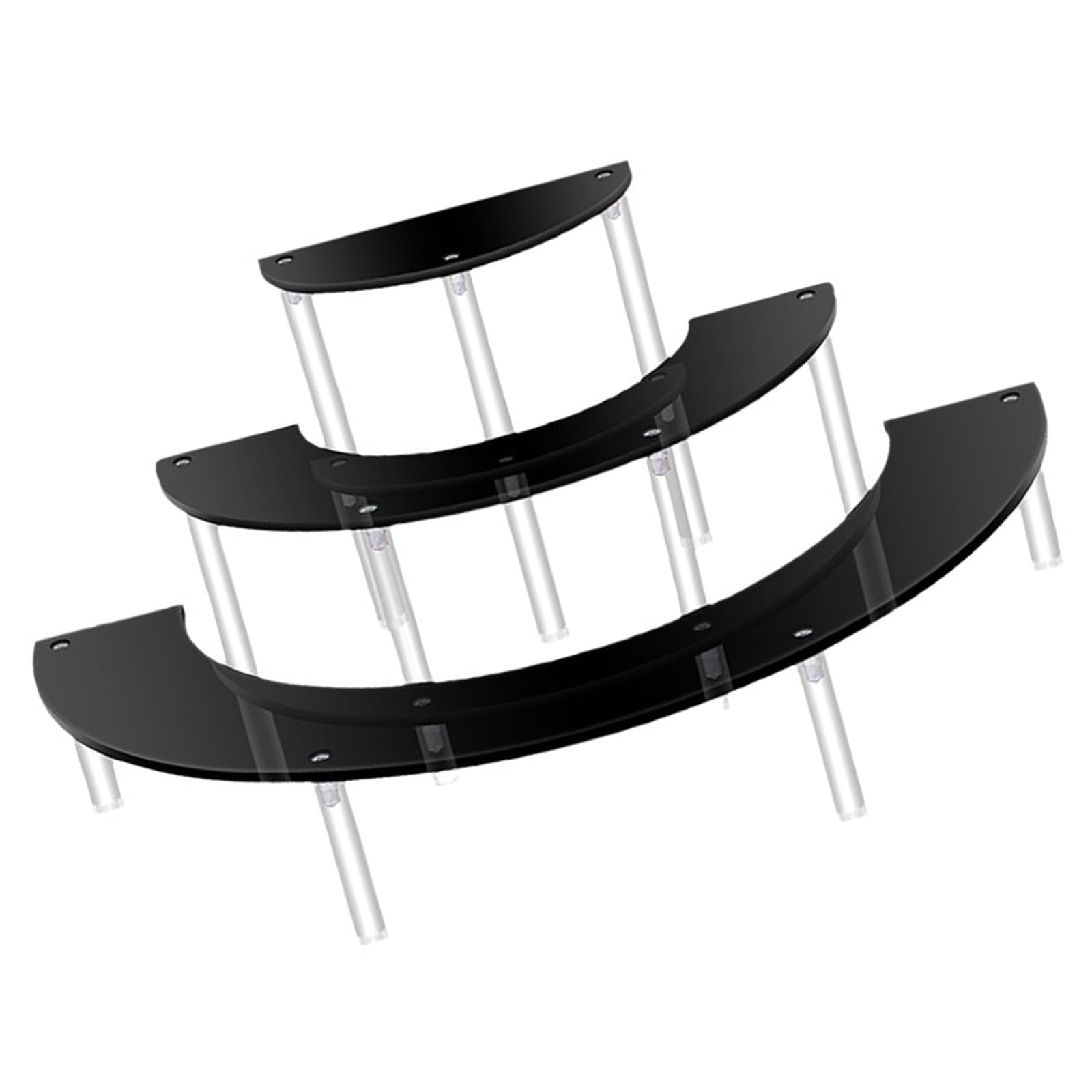 Mekalero Blackboard Semicircl 3 Tiers Display Risers Storage Stand For Perfumes Cupcake Figures Dessert Presentation Organization Supplies Collectible Display Shelf