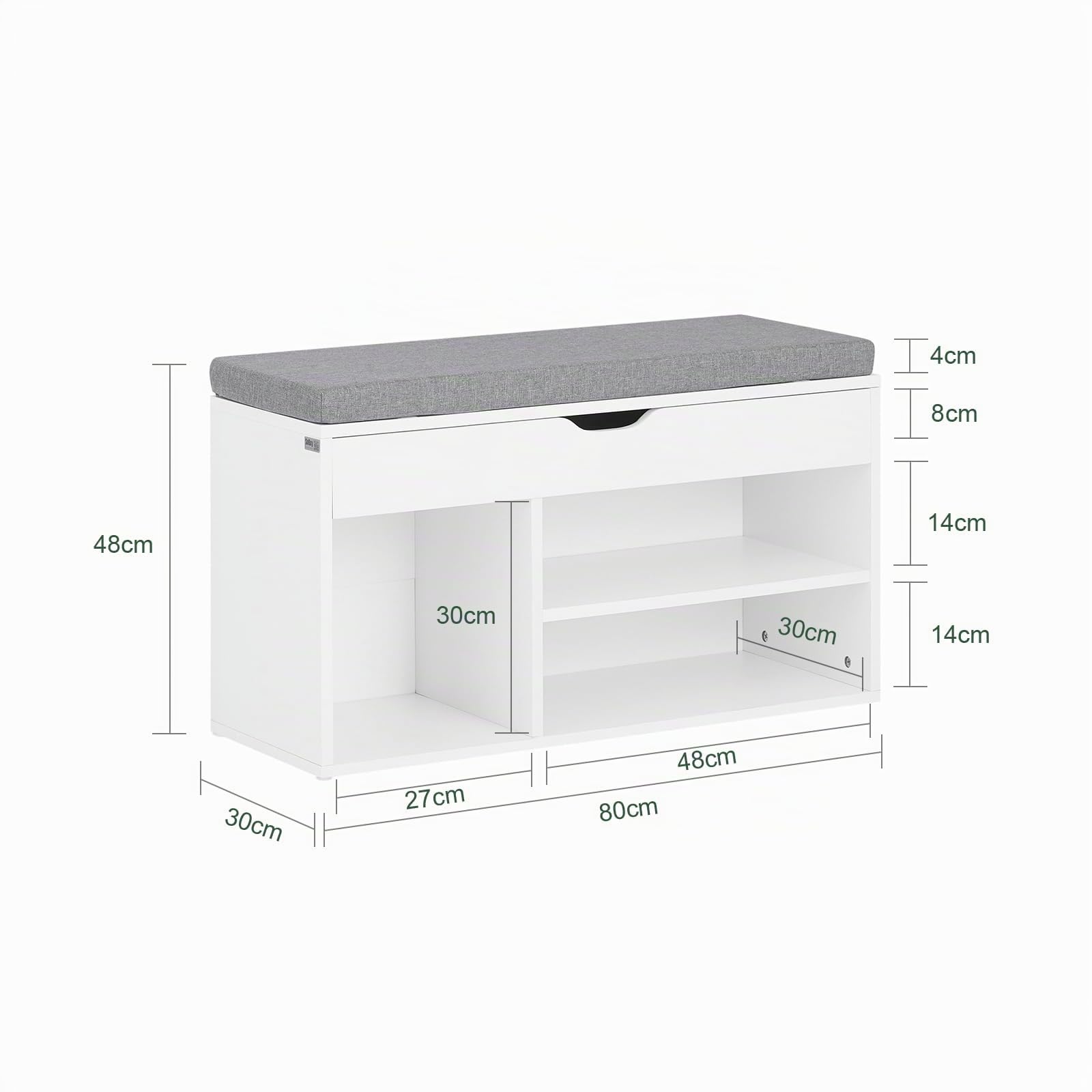 SoBuy Panca scarpiera legno Portascarpe salvaspazio Scarpiera Ingresso Cassapanca Contenitore da Interno con Seduta L80*P30*A48cm Bianco FSR45-HG