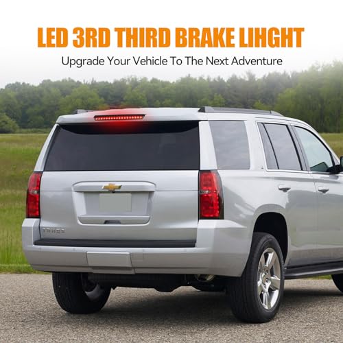 Image of Third 3rd Brake Light LED for 2015-2020 Chevy Tahoe /Suburban, High Mount Rear Brake Lights Assembly for 2016-2019 Suburban 3500HD, Waterproof Center Cab Lamp Stop Light (Black Housing)