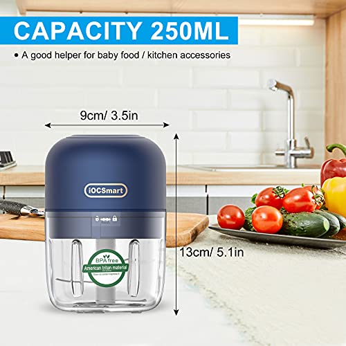 Iocsmart Electric Small Food Processor, 250Ml Portable Mini Meat Food Garlic Chopper With Type-C Usb Rechargeable For Kitchen Traveling Outdoor Camping Picnic (White) #TOP3