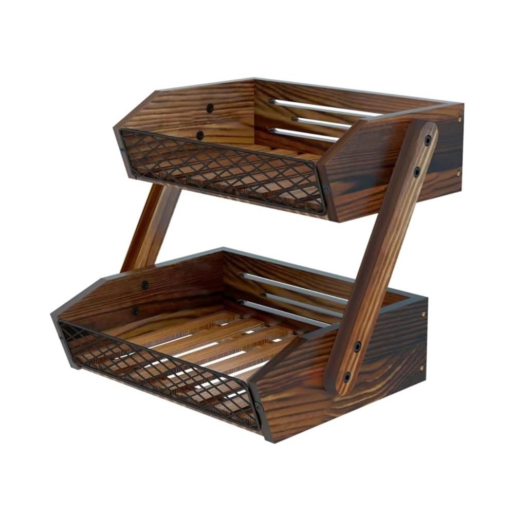 FZL02068LM Fruit Bowl 2 Tier Fruit Bowl Kitchen Counter Organizer Vegetable Holder for Countertop Versatile