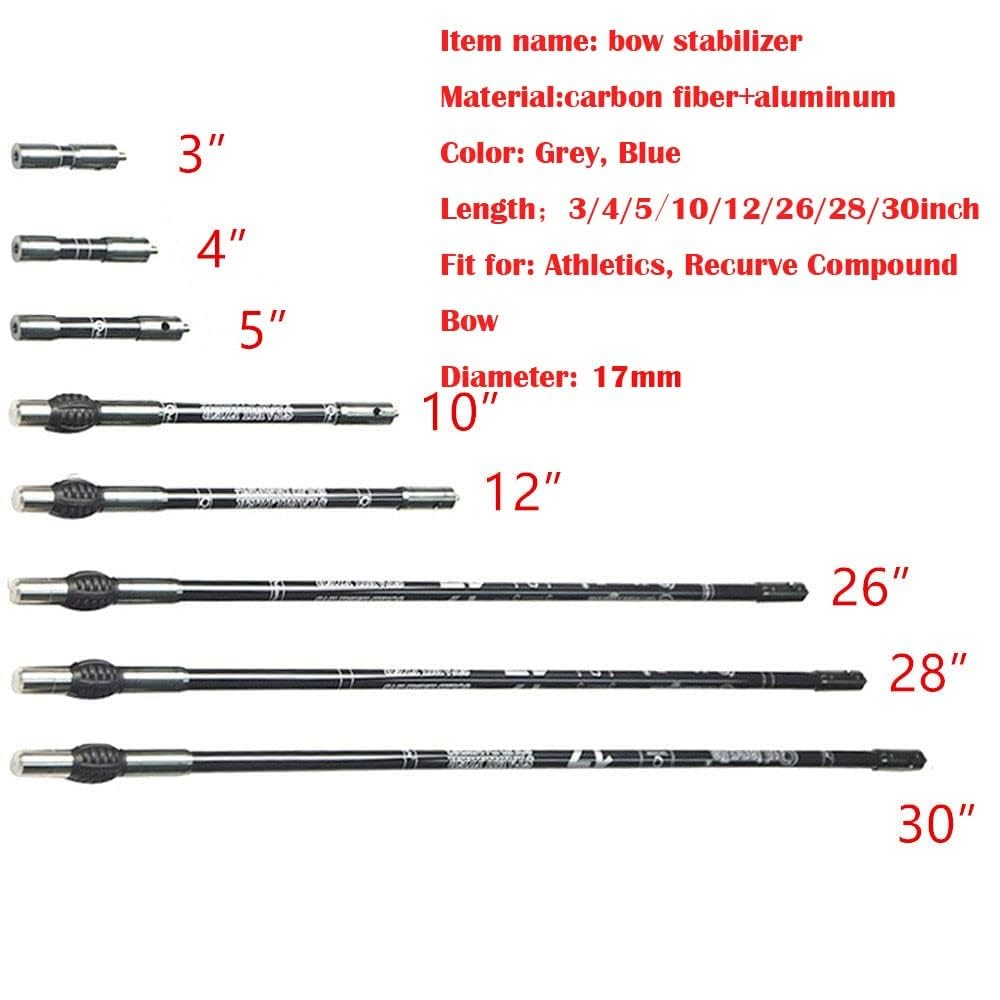 wolfman Tir à l'arc Stabilisateur d'arc Barre D'équilibre 3-30 Pouces Tige Stabilisatrice en Carbone Amortir Le Poids Tige D'Amortisseur pour Arc à Poulies Arc Classique de Chasse