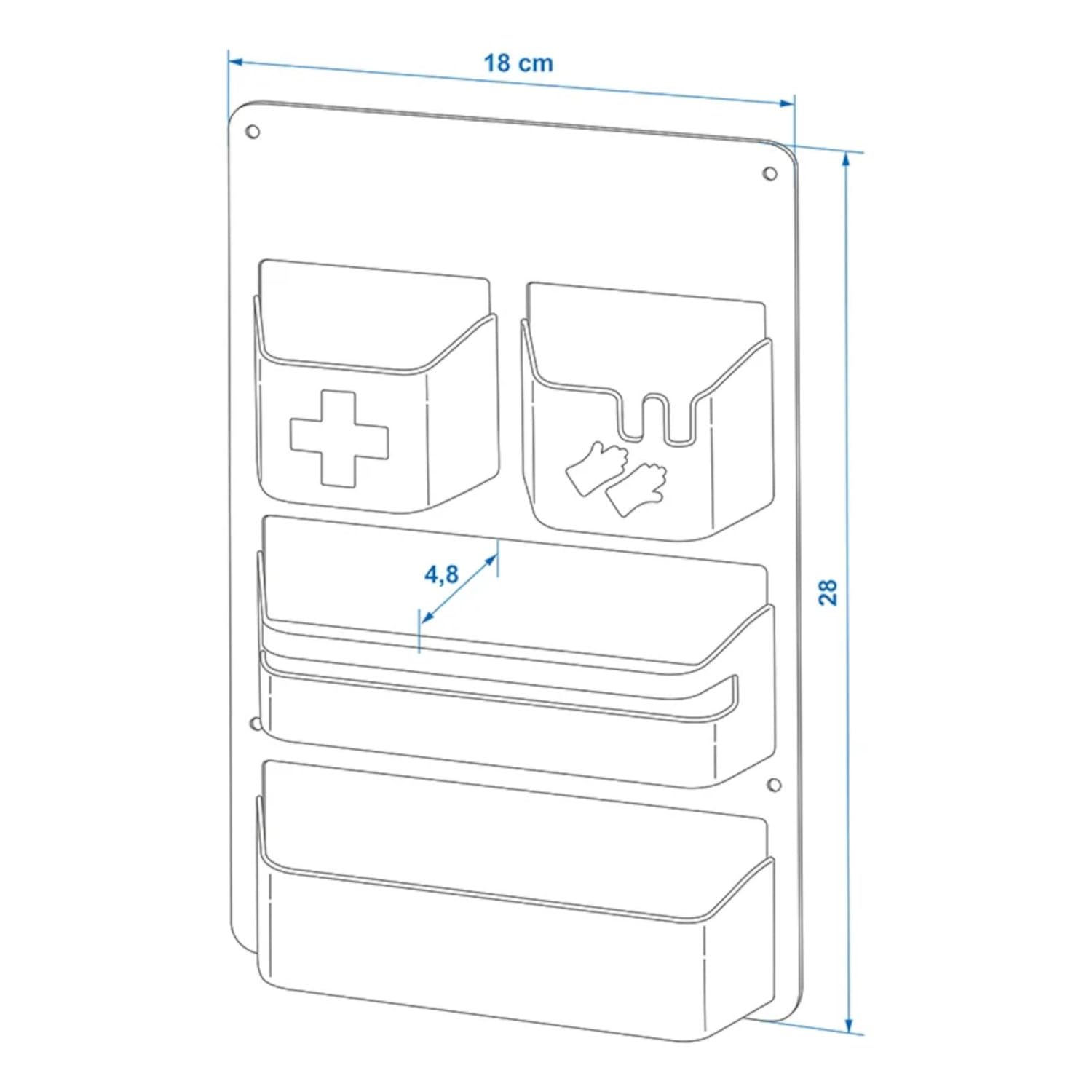 ProPlus 230094 Organizador para puerta de servicio, caravana, caravana, tamaño 28 x 18 x 4,8 cm, con cinta adhesiva M3