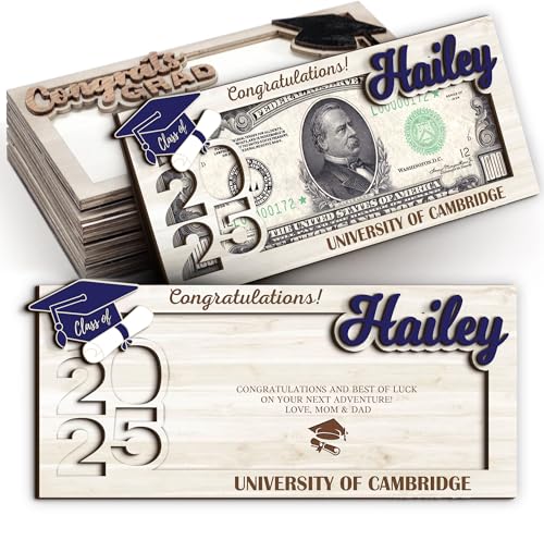 Personalized Graduation Money Holder 2025, Class of 2025 Cash Holders, Wooden Gradution Money Cards Custom Name and Message, Custom Graduation Gifts, Money Gift for Graduates