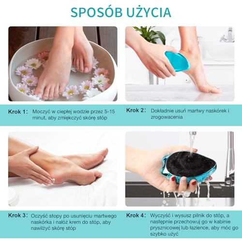 Pilnik do stóp, AnjoCare Nano Glass Środek do usuwania zrogowaciałego naskórka do suchej twardej skóry, Przenośny ręczny skrobak do stóp do grubej pękniętej pięty (niebieski)