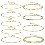 🌻Verstellbares Armband Set🌻--Armbandlänge: 16+5 cm (verlängerte Kette). Die verlängerte Kette hat einen 5 mm breiten Zirkonanhänger, exquisit und glänzend. Das verstellbare Design ist für alle Handgelenke geeignet und das verlängerte Kettendesign kann auch als Knöchelkette getragen werden.