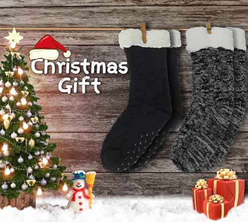 Image of BenSorts Women Winter Thick Slipper Socks with Grippers Non Slip Warm Fuzzy Socks Christmas Gifts