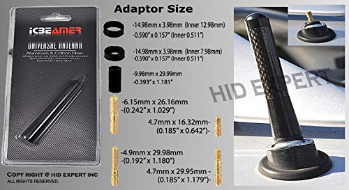 ICBEAMER-3-76-mm-Carbon-Fiber-Polished-Finish-Matte-Black-Aluminum-Short-Automotive-Antenna-with-Internal-Copper-Coil-Universal-Fit-AMFM-Radio-Antenna-Replacement-Compatible-for-Car-Truck-and-Van