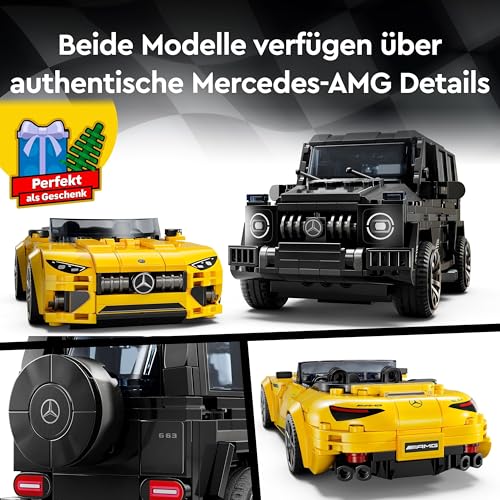 LEGO Speed Champions Mercedes-AMG G 63 & Mercedes-AMG SL 63, Bauset mit 2 Spielzeug Autos und 2 Fahrer Minifiguren, Geschenk für Jungen und Mädchen, Modellauto Set, Rennwagen Spielzeug 76924