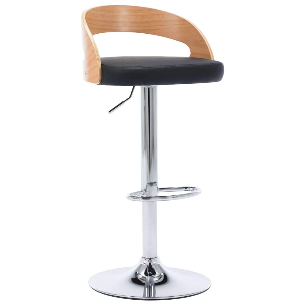 vidaXL 2X Sedie da Bar Moderne Eleganti Imbottite Morbide con Poggiapiedi Regolabili Sgabelli Alti Pub Cucina Neri in Similpelle e Legno Curvato