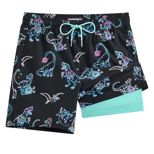 Image of maamgic Mens Swim Trunks with Compression Liner 7 Inch Inseam Mens Bathing Suit Quick Dry Swimming Trunks Swimsuit