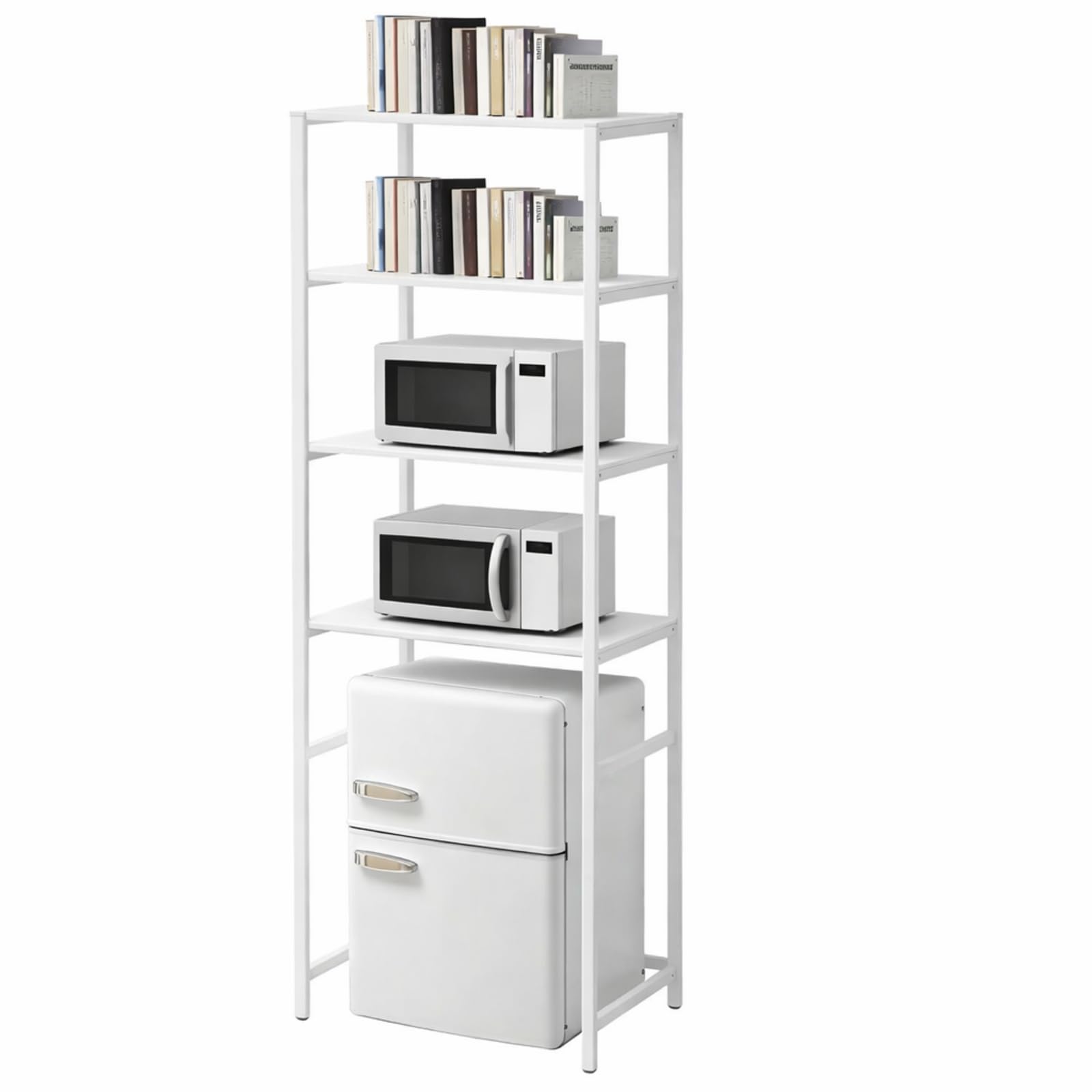 Photo 1 of Colingmill 4 Tier White Mini Fridge Stand with Storage