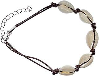 Tobillera de concha, banda para el verano, mar, playa, conchas, color marrón y negro, hecha a mano, joyería de moda para verano, playa y verano, verstellbar, Metal