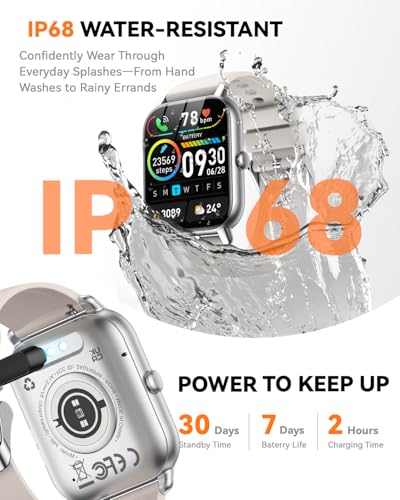 Image of Smart Watch for Men Women,1.85 inch HD Screen Bluetooth Fitness Tracker Step Counter /Sleep Monitor,110+ Sports Modes,IP68 Waterproof Smart Watch Compatible with iPhone Samsung Android Phone, Starlight
